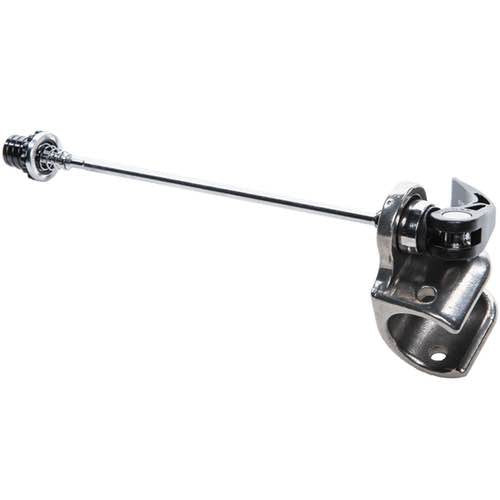 Thule Child Trailer AXLE MOUNT EZHitch with metal bracket clamping the hitch rod and secure pin.