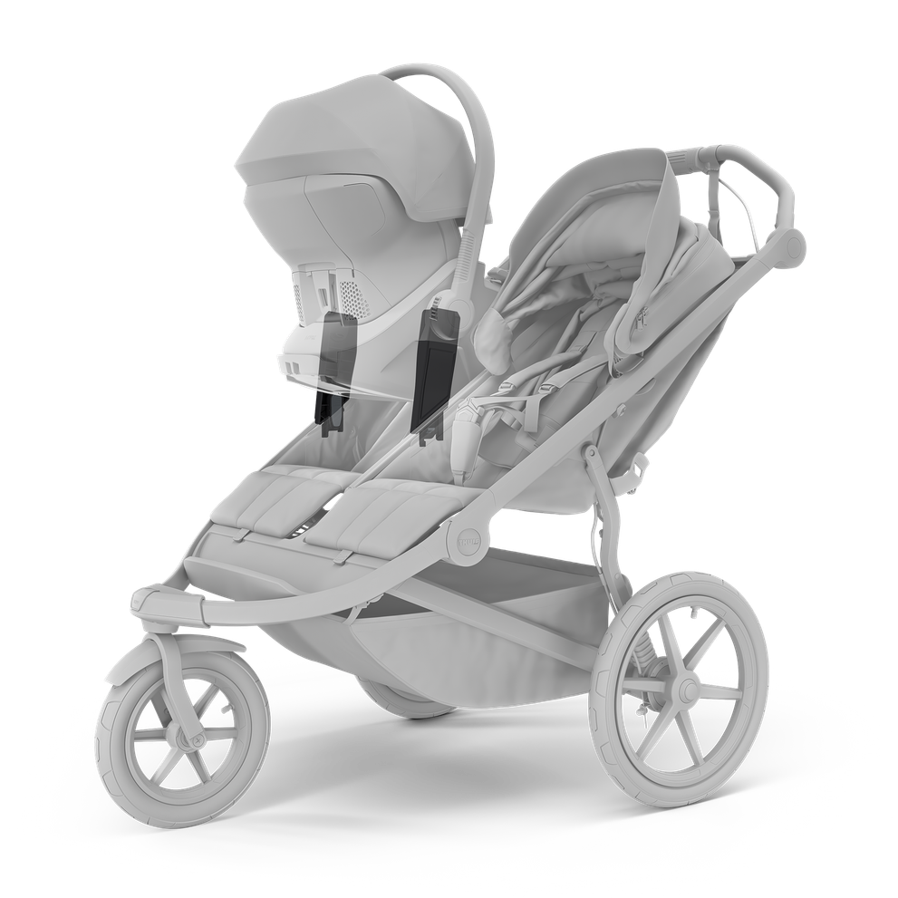 Thule Urban Glide 3 Double stroller black magnetic buckle storage basket view