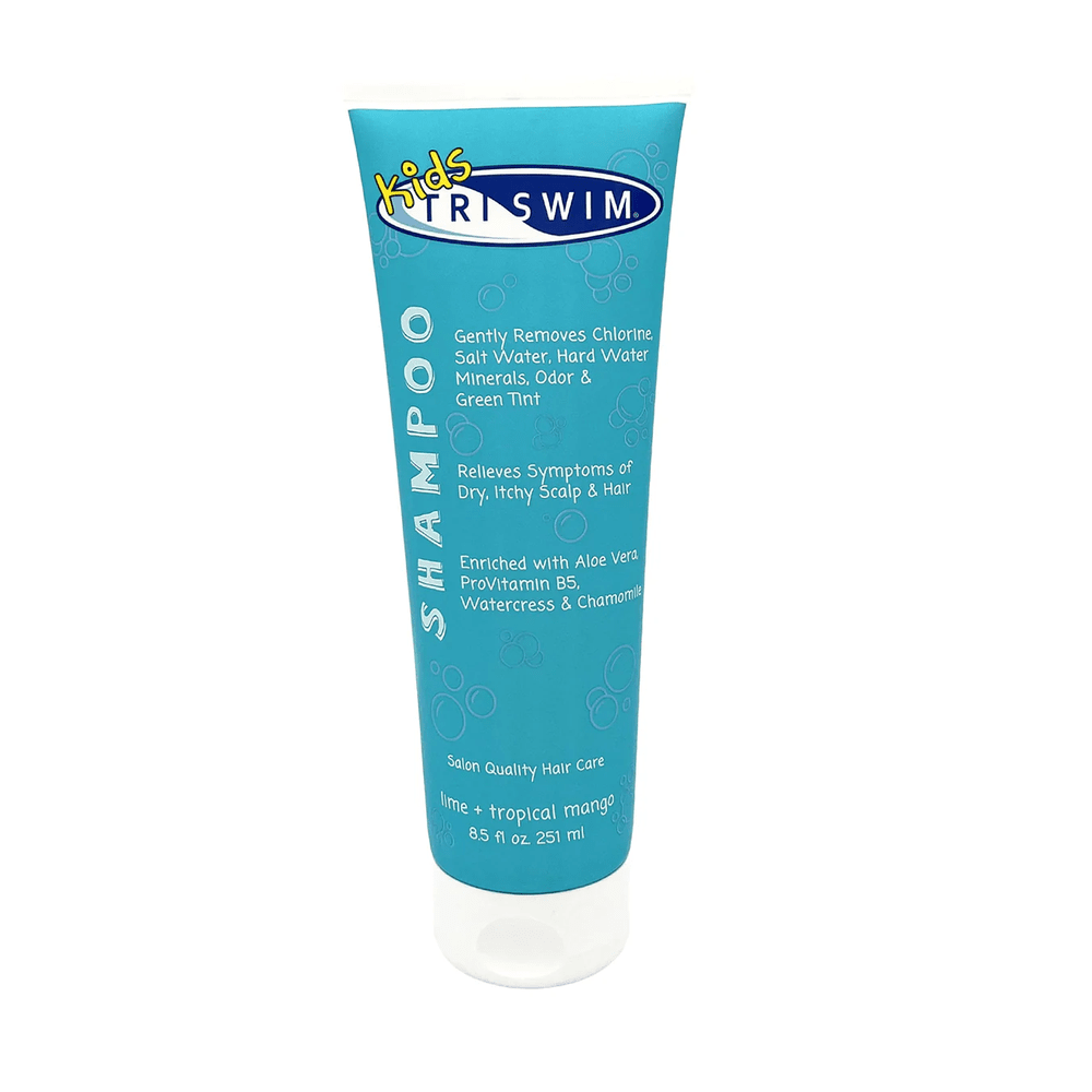 TRISWIM Kids Chlorine Removal Shampoo 251 ml blue tube with aloe vera formula for hair care