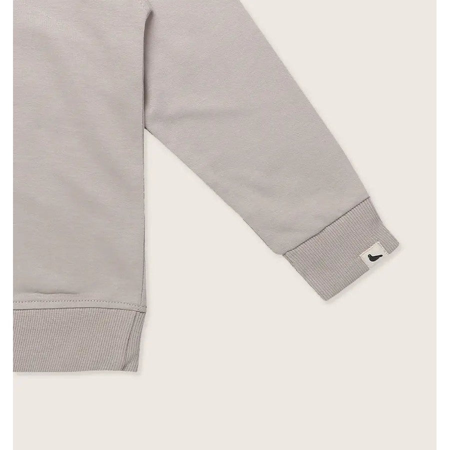 Turtledove London 3D Character Sweatshirt Pumice, toddler long-sleeve with ribbed cuffs and small logo patch.