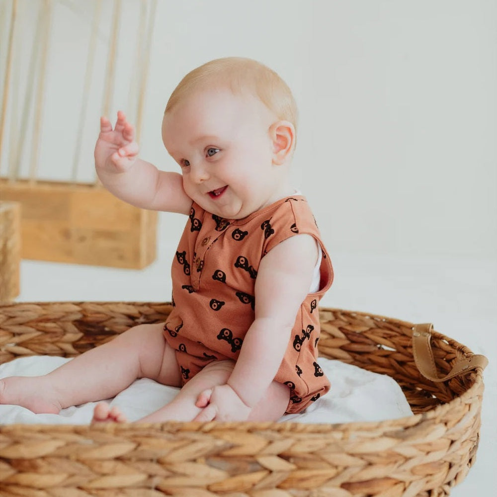 Turtledove London Two Bears Bubble Romper Sunset