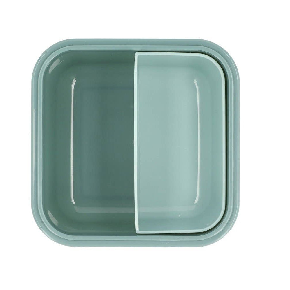 Tutete large mint green lunch box with divider, square plastic container