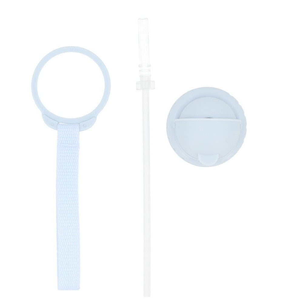 Tutete Kids Tritan Water Bottle 500 ml with light blue strap, clear straw and cap