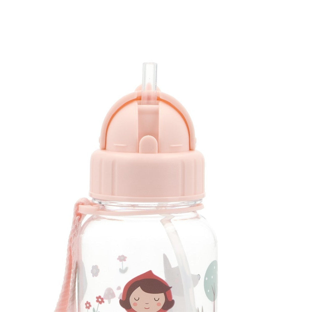 Tutete Kids Tritan water bottle 500 ml with pink lid and cartoon girl design