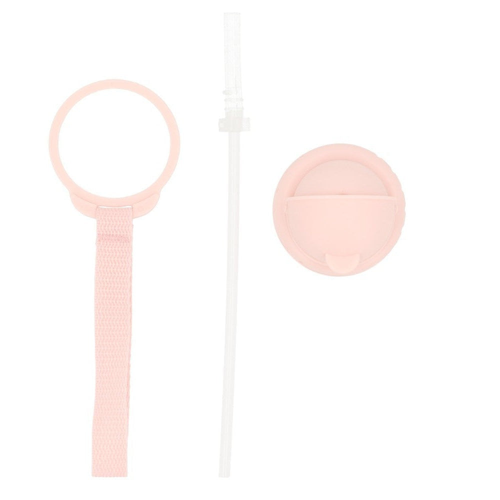 Tutete kids Tritan water bottle 500 ml with pink strap, straw, and cap