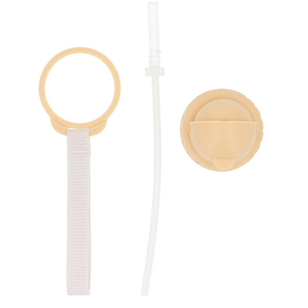 Tutete Kids Tritan Water Bottle 500 ml with beige ring, white strap, and straw cap