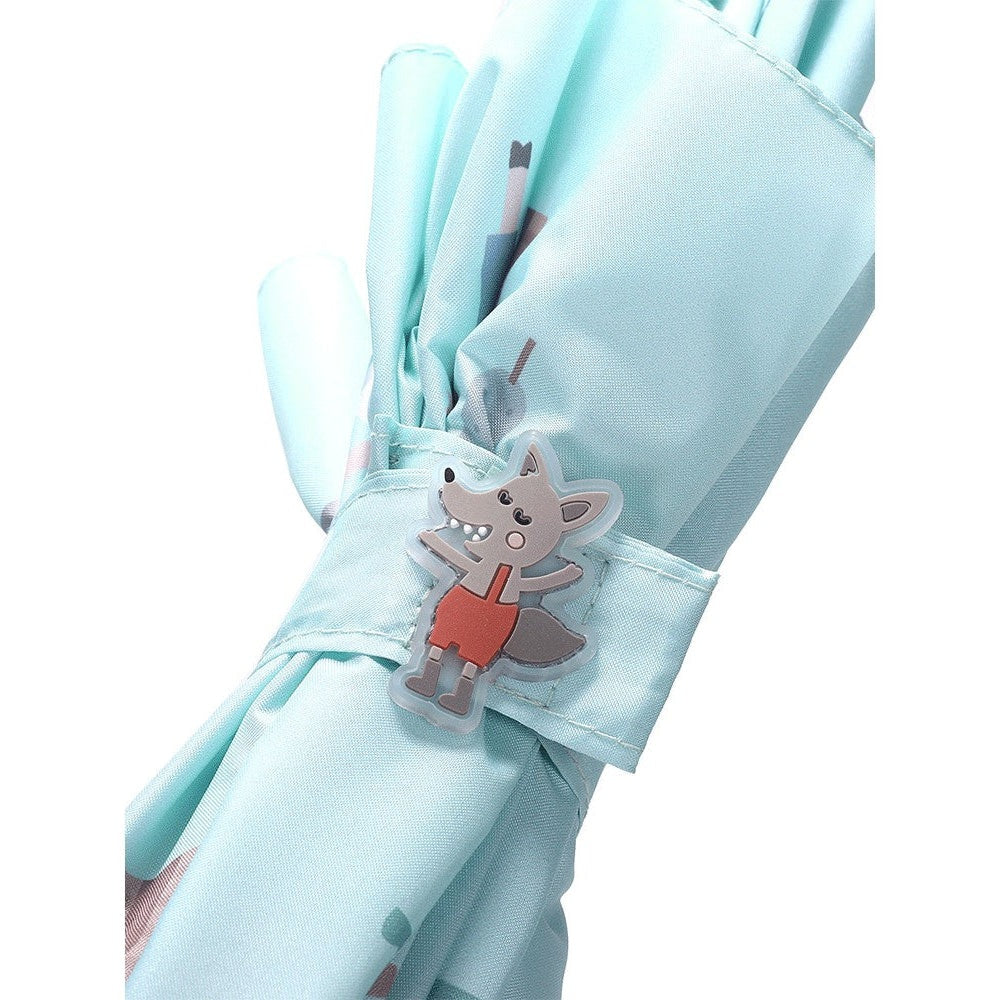 Tutete Kids Umbrella turquoise shade with a cute fox clip on the strap