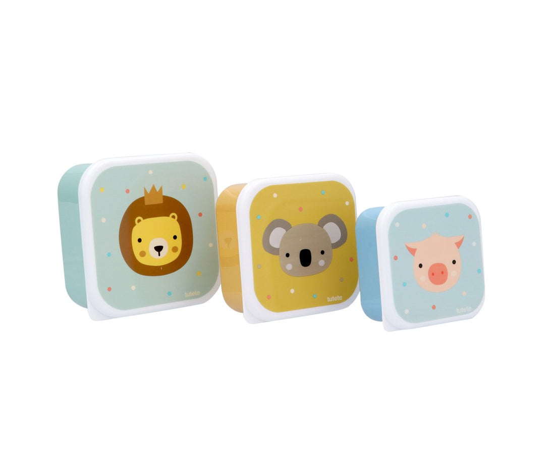 Tutete Kids 3-Piece Snack Box Set in the Animal Friends print