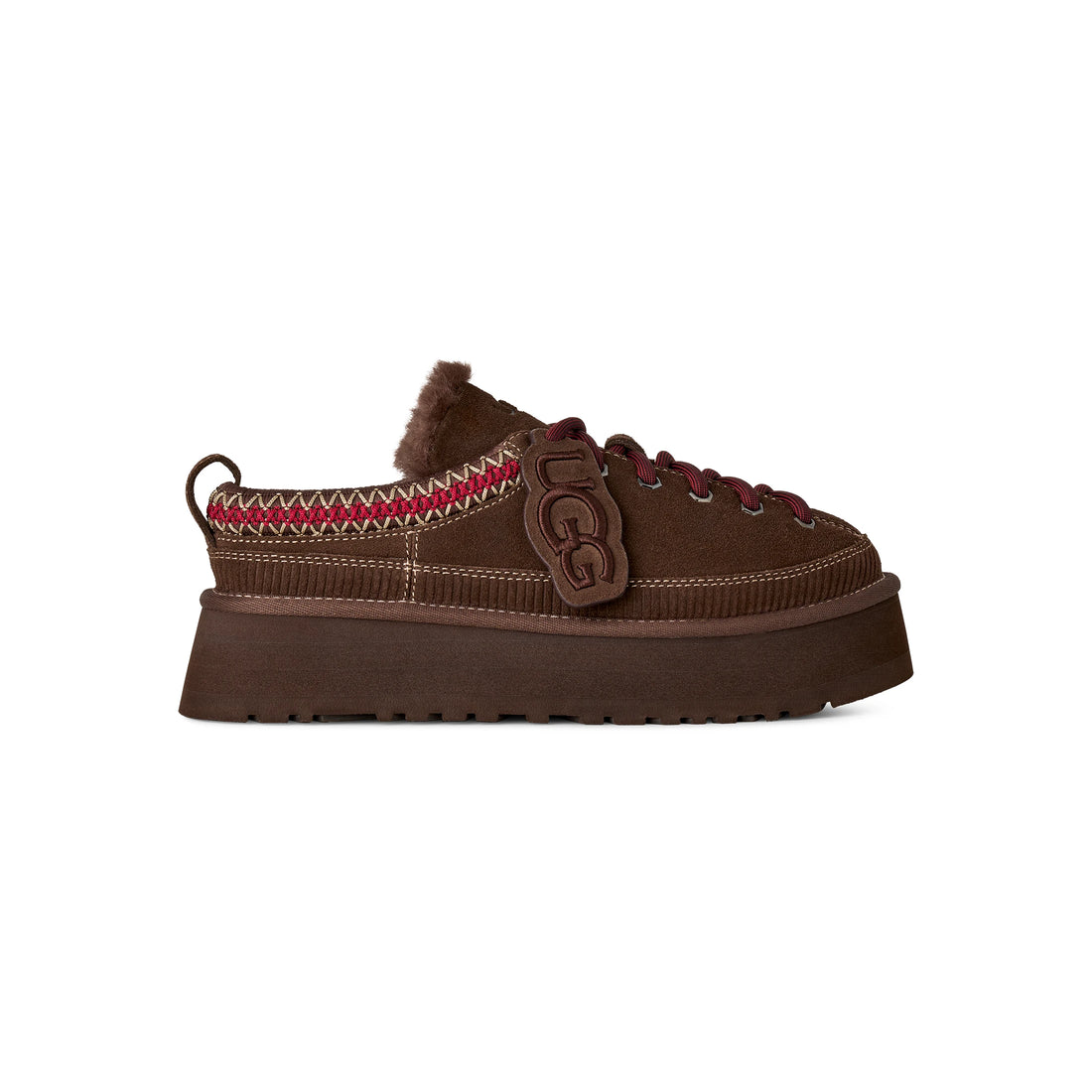 UGG Women's Heritage Lace-Up Slipper in Burnt Cedar, outer side view