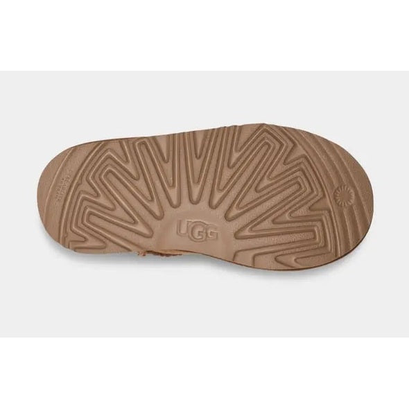 UGG Kid's Classic Ultra Mini Chestnut boots with a treaded sole.