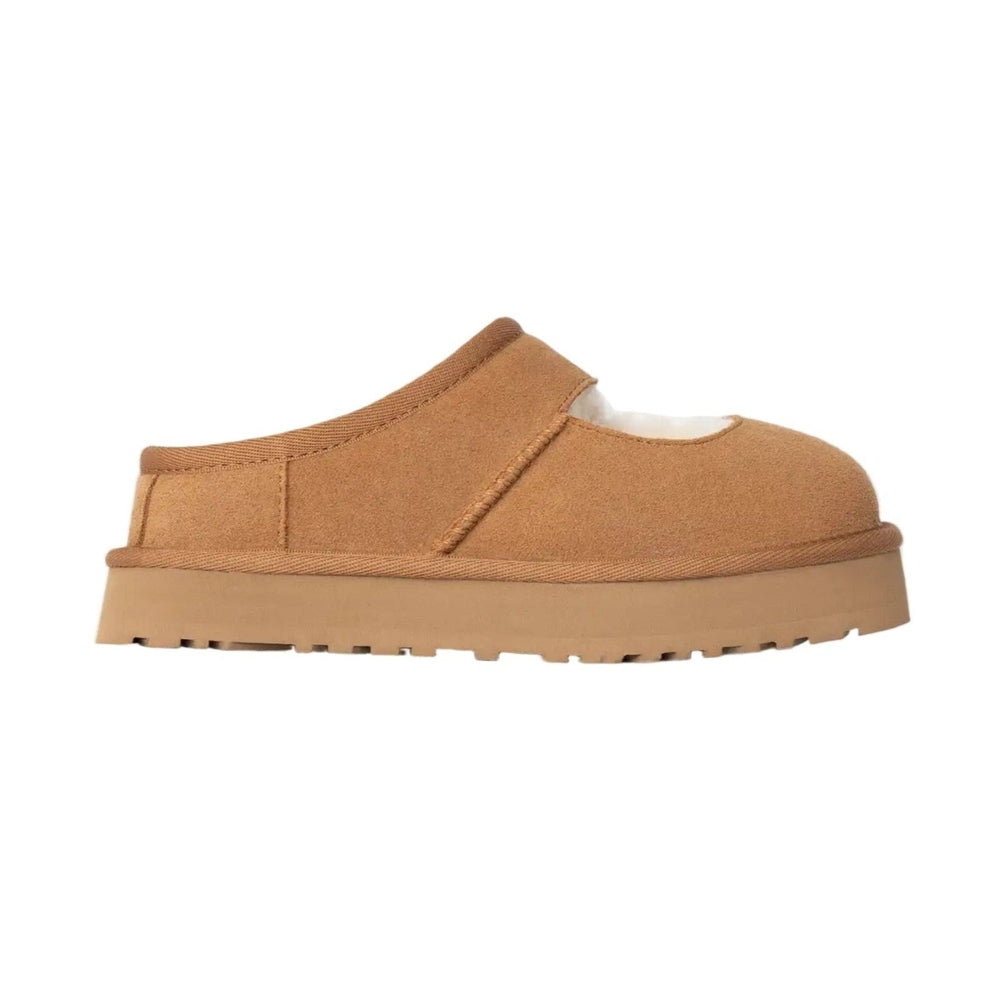UGG Bea Mary Jane Chestnut kids' suede shoe with closed toe, chestnut color, and rugged rubber sole.