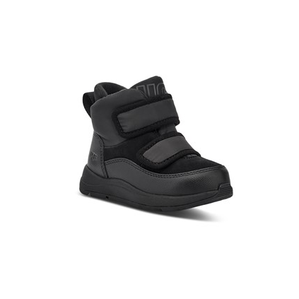 UGG Yose Puffer toddler boot in black with dual Velcro straps and padded ankle collar