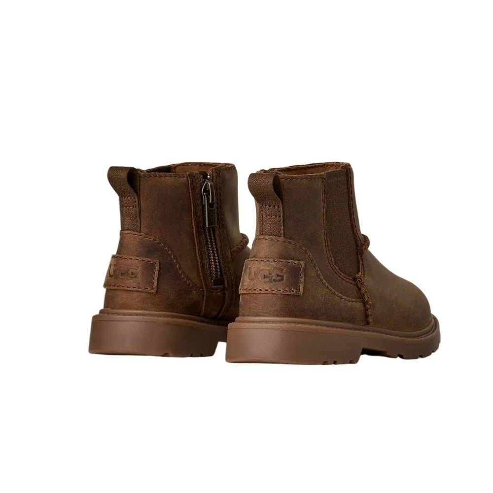 UGG Toddlers' Perry Weather Chelsea Walnut boots in brown with side zipper and rugged sole.