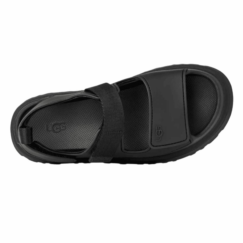 UGG Women's Goldenglow sandal in black with adjustable straps and cushioned footbed