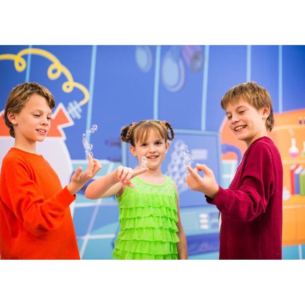 Uncle Bubble Catch & Stack Touchable Test Tube Small toy; three kids blowing bubbles.