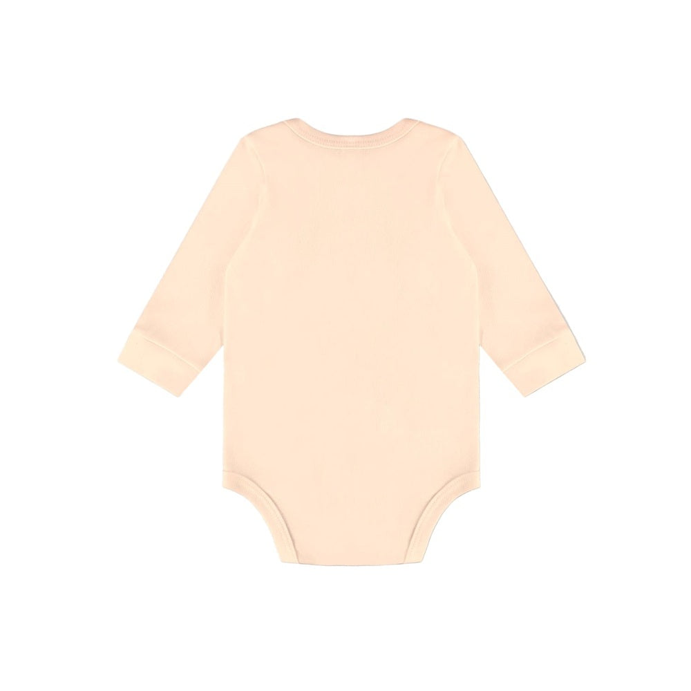 UP BABY boys soft jersey cotton bodysuit in peach, long sleeves