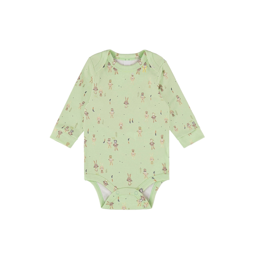 UP BABY boys bodysuit in light green soft jersey cotton with rabbit print