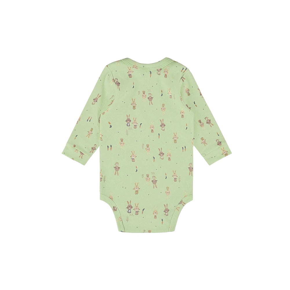 UP BABY soft jersey cotton bunny print bodysuit in light green