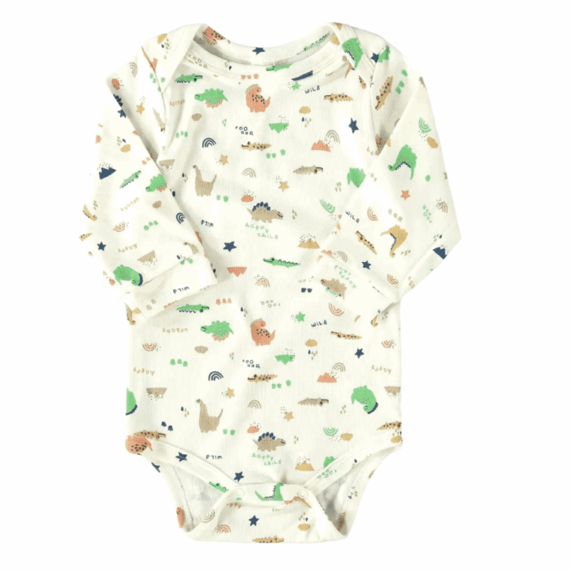 Upbaby Baby Boy Long Sleeve Bodysuit Off White Dino