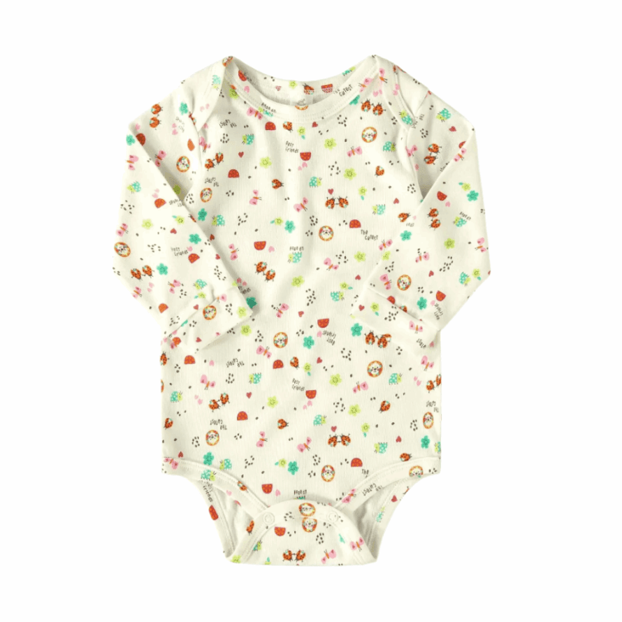 UPBABY baby girl long-sleeve bodysuit in off-white with multicolor prints