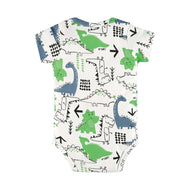 Upbaby Short Sleeve Bodysuit Dinosaur Off White