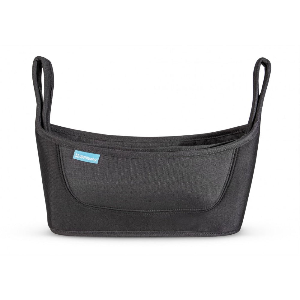 UPPABABY Carry All Parent Organizer in black fabric with front pocket and dual straps