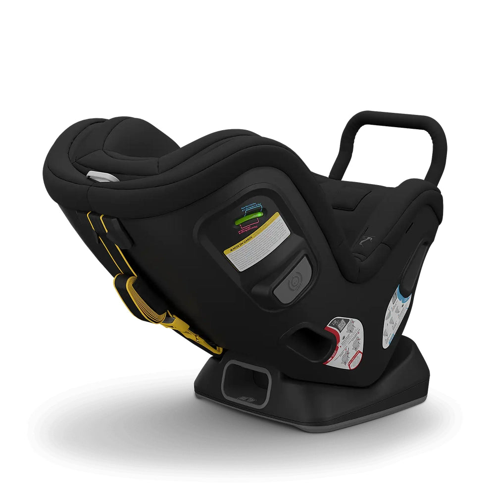 UPPABABY Rove convertible car seat in black with yellow harness straps