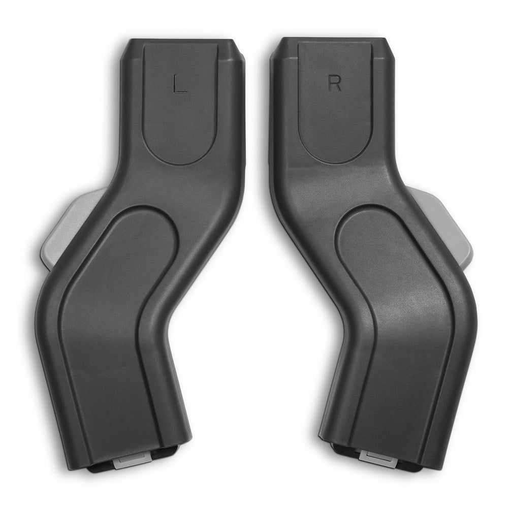 UPPABABY upper adapters pair for Vista/Cruz/V2, black plastic with silver mounting clips