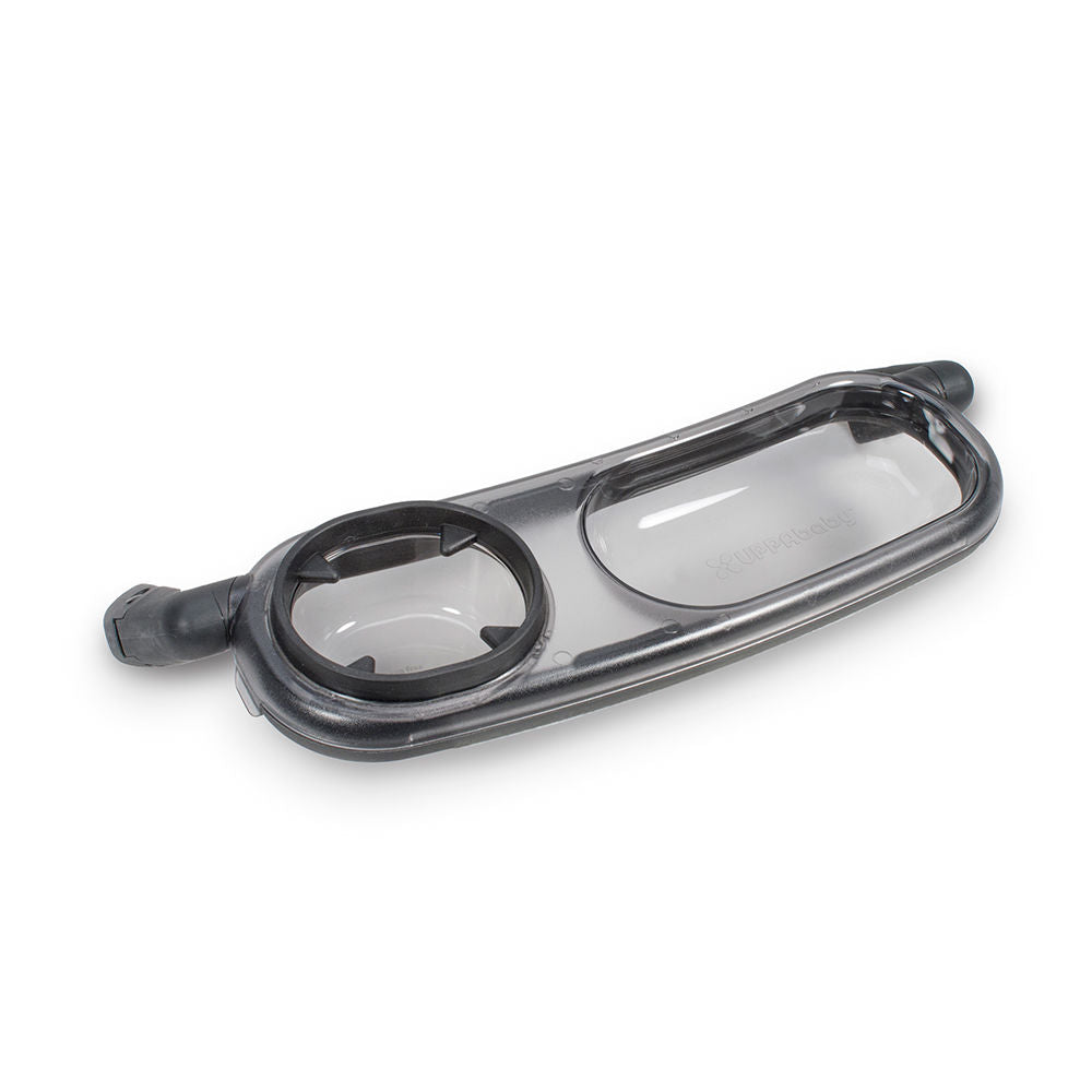 Uppababy Vista and Cruz Snack Tray, black frame with clear center insert for strollers.