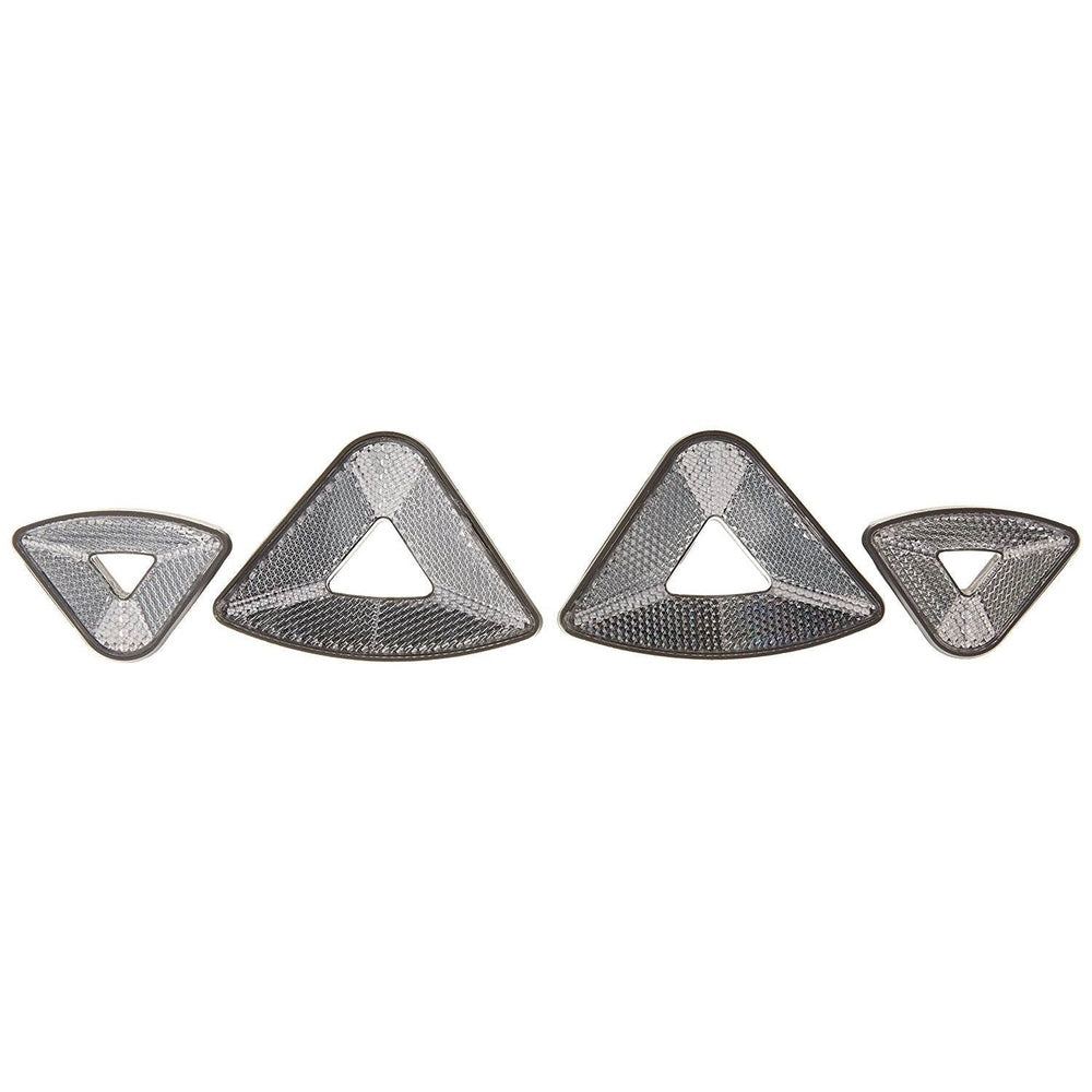 UPPABABY Vista Snap-On Wheel Reflectors, silver triangular shapes, four-piece set clipped to stroller wheels for nighttime visibility.