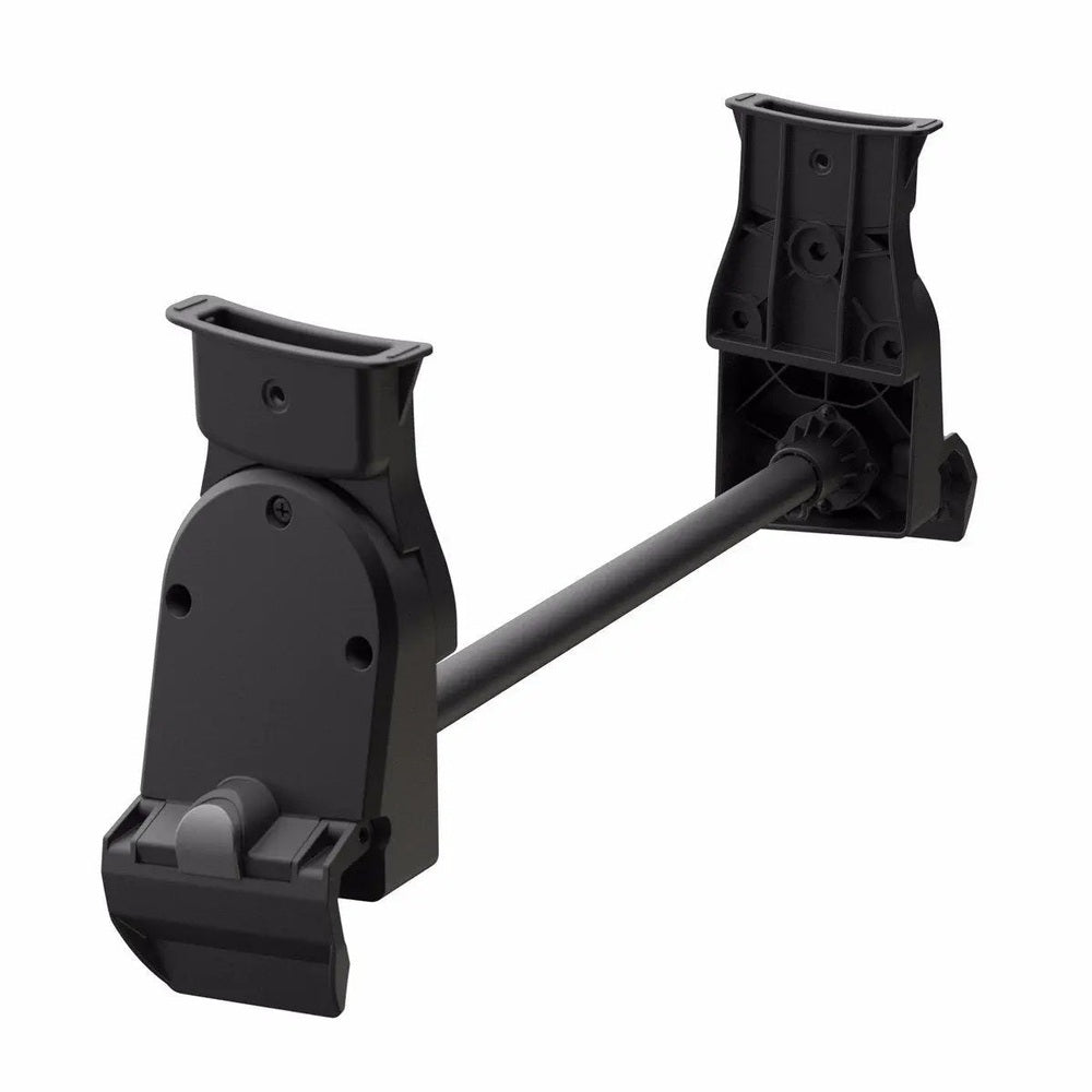 Veer Car Seat Adapter for Cruiser stroller, black plastic with mounting rod connecting clamp mounts.