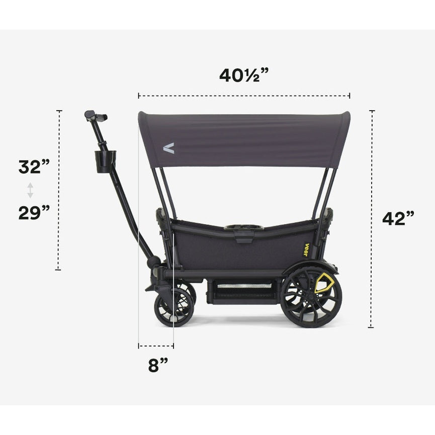 Veer Cruiser Sunshade stroller accessory with dark gray canopy and large wheels