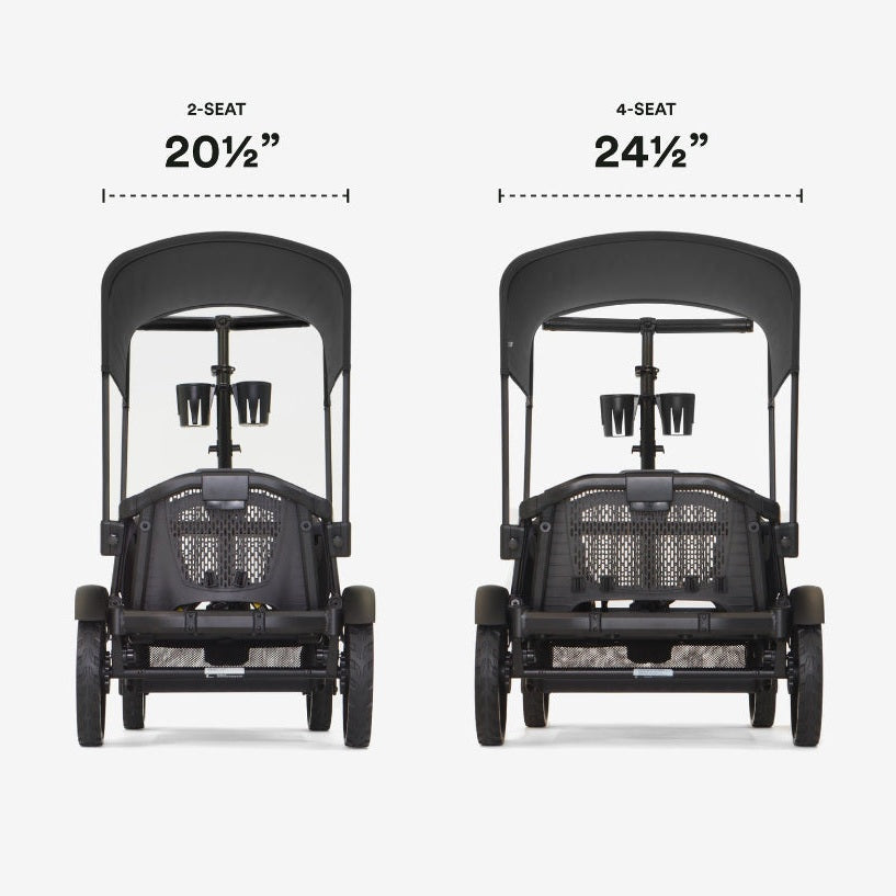 Veer Cruiser Sunshade strollers; 2-seat and 4-seat configurations with black canopies.