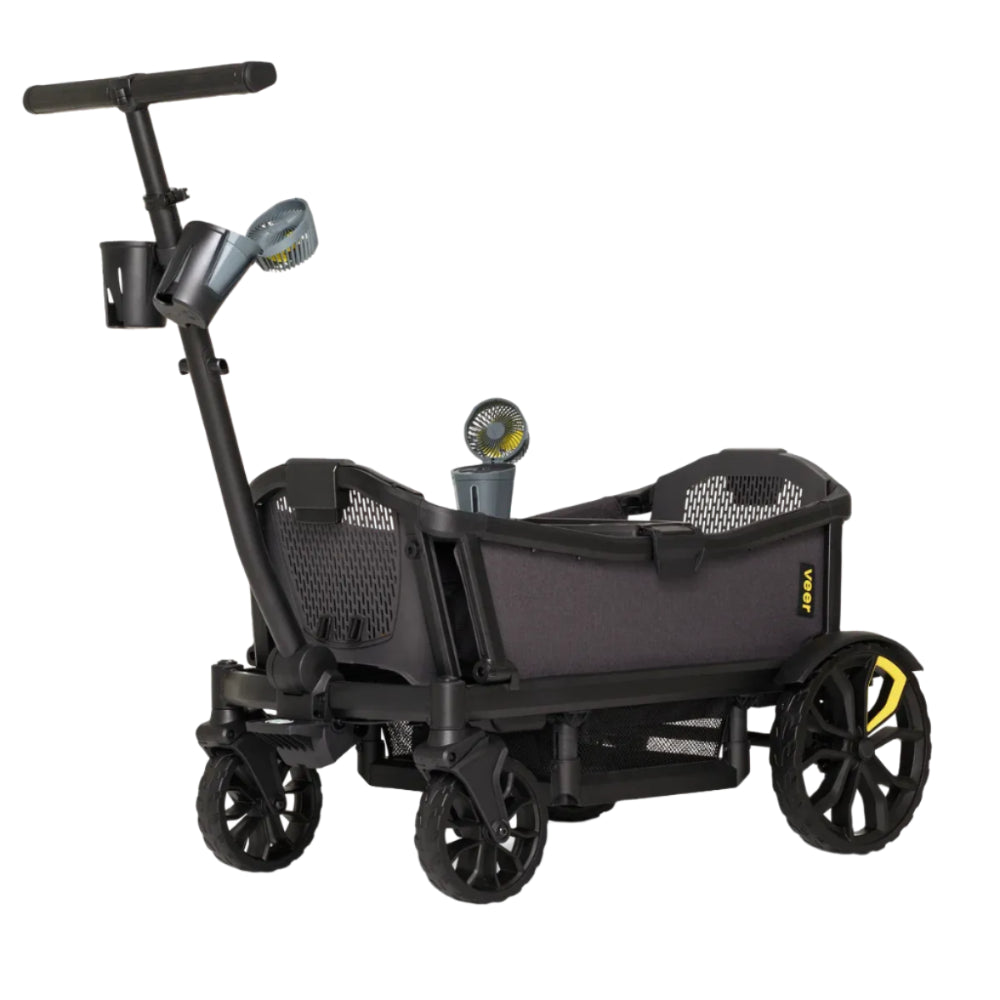 Veer Misting Fan by VEER; stroller attachment in black with dual misting fans.