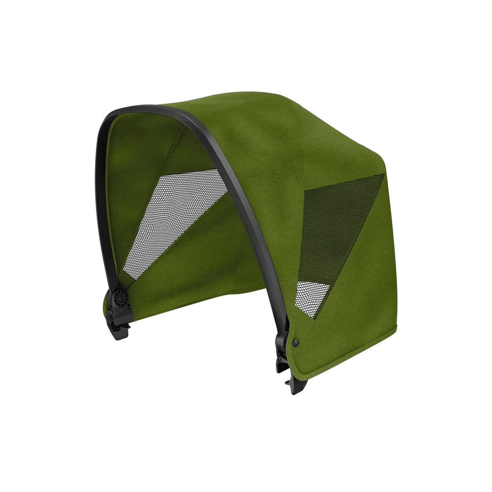 Veer Retractable Canopy For Cruiser XL in green fabric, extended over the stroller with side mesh panels.