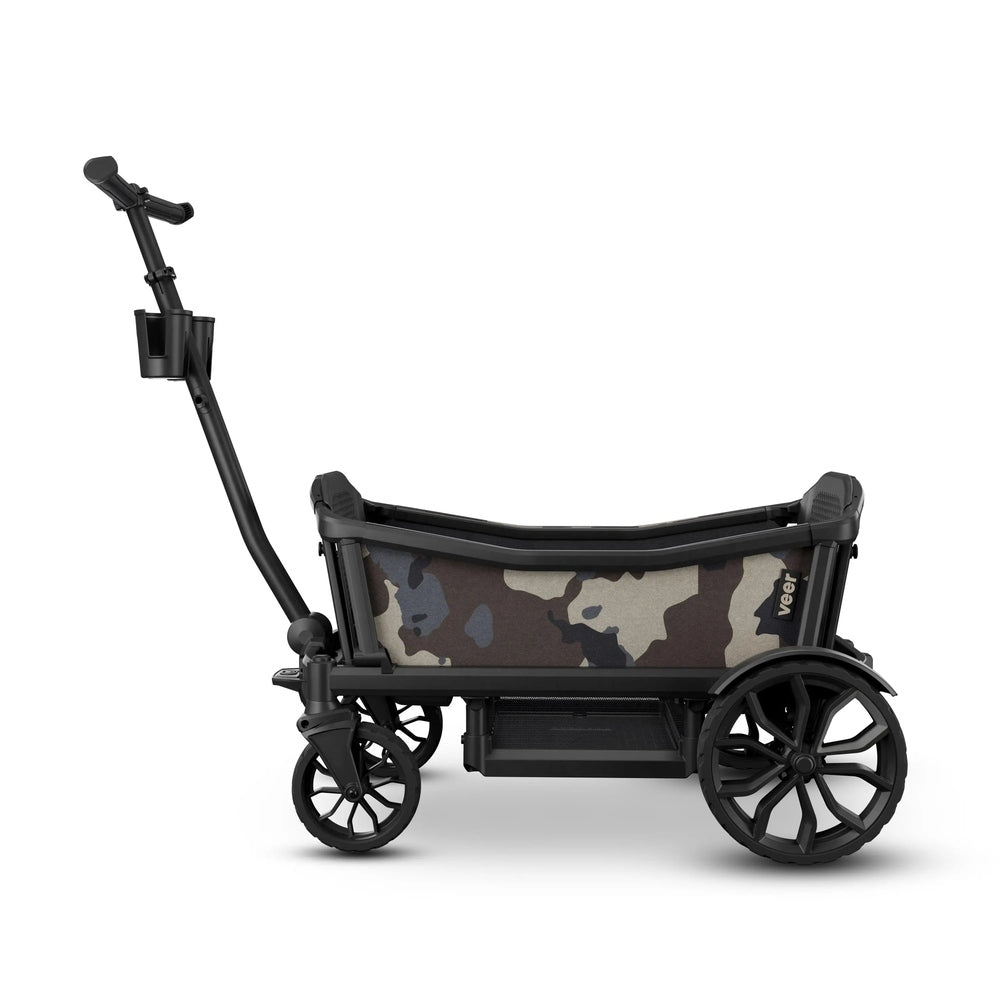 Veer Sidewall for Cruiser stroller, camouflage fabric panels and sturdy black frame.