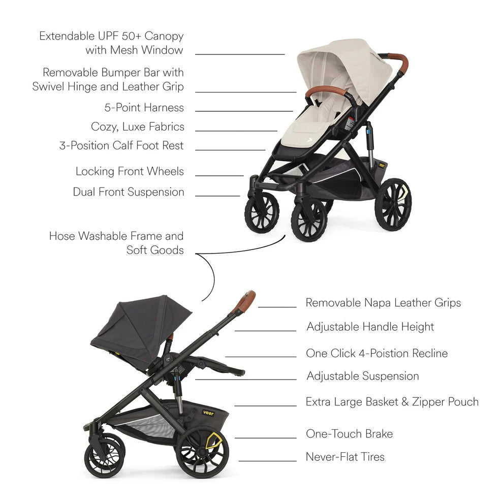 Veer Switch&Roll Luxe Single-to-Double Stroller Bundle with Leather Kit