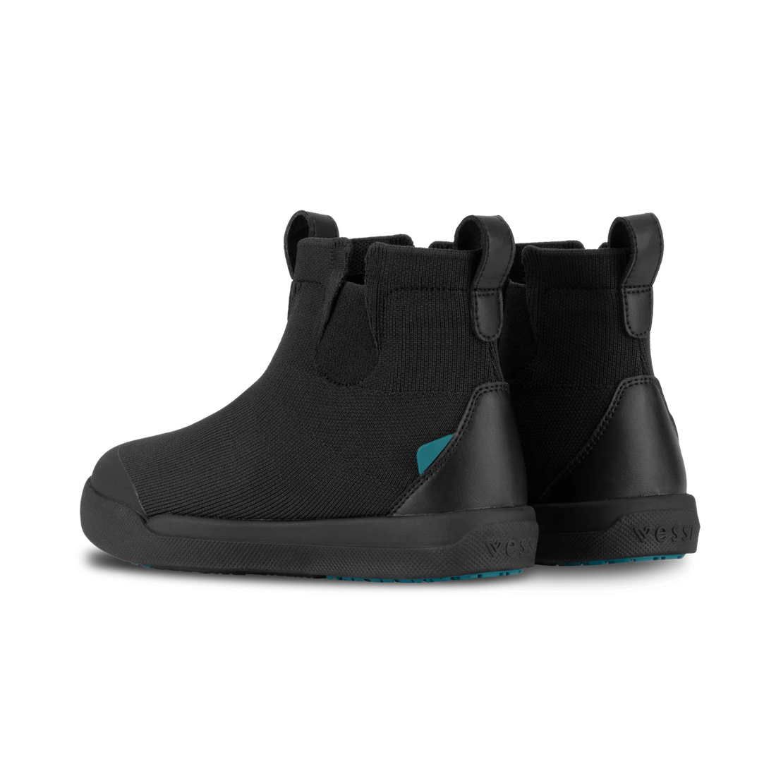 Vessi Kids Classic Chelsea - Asphalt Black on Black - back view