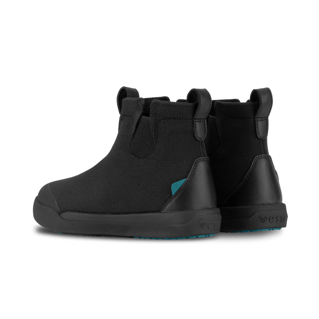 Vessi Kids Classic Chelsea - Asphalt Black on Black - back view