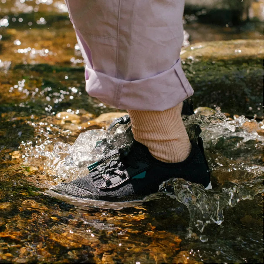 Vessi Kids Weekend Sneaker - Asphalt Black on Black - similar-colour lifestyle view