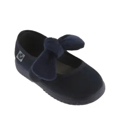 Victoria Shoes Ojalá Suede Imitation Mary Jane Corduroy Bow Marino