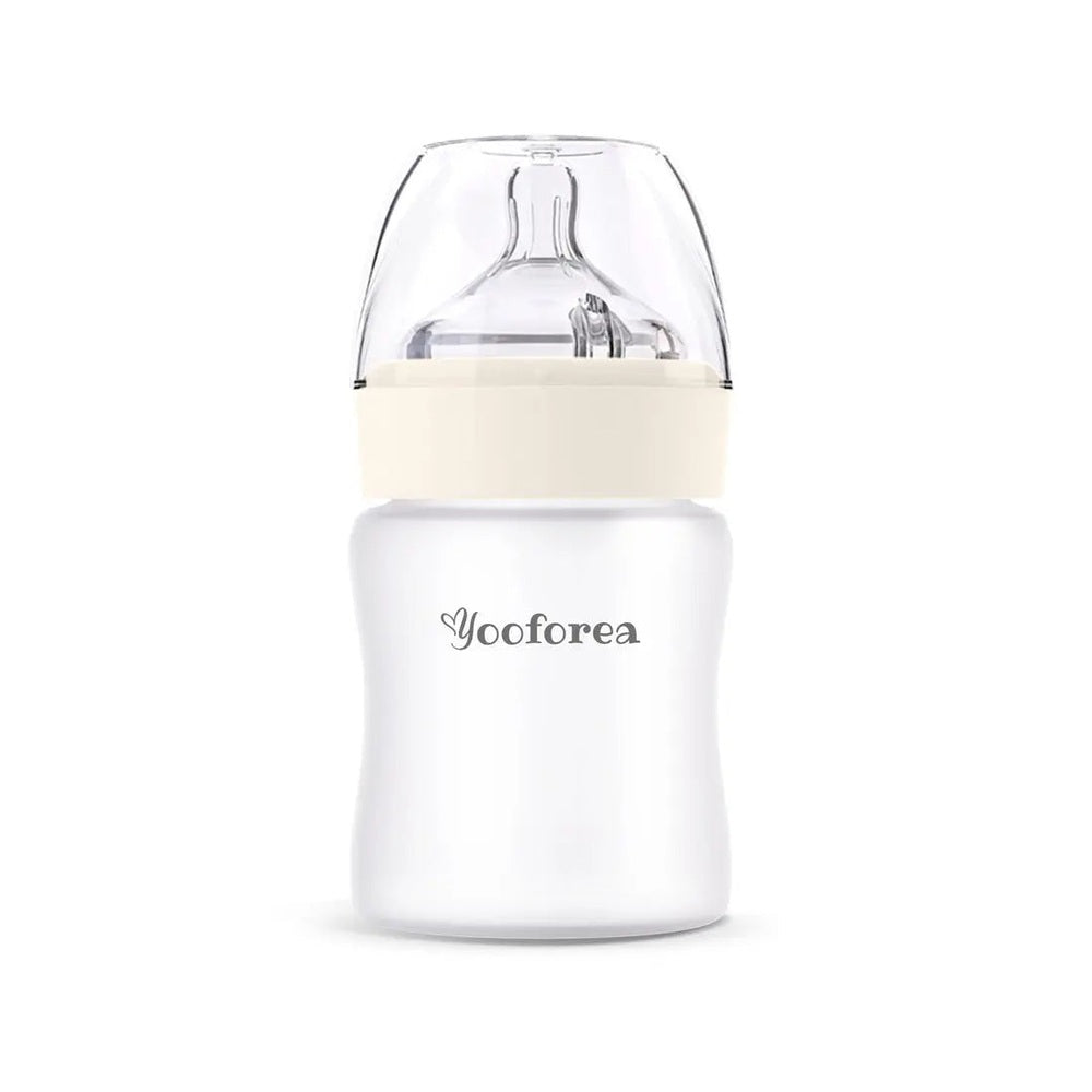 Yooforea Silicone Coated Glass Baby Bottle 5Oz/150Ml