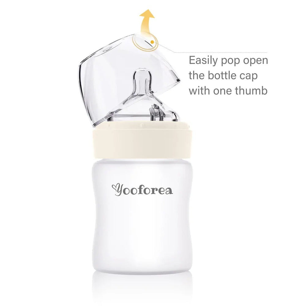 Yooforea Silicone Coated Glass Baby Bottle 5Oz/150Ml
