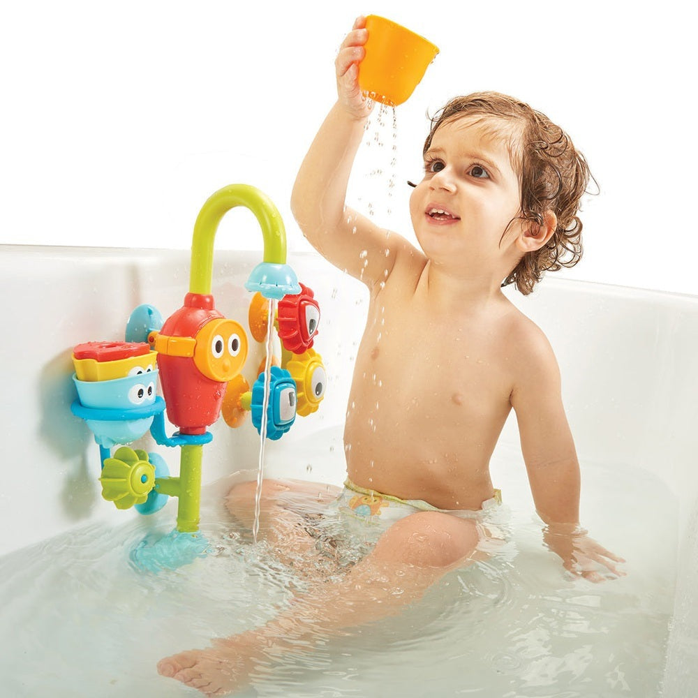 YOOKIDOO Spin N Sort Spout Pro bath toy; colorful stackable spouts for toddlers water play