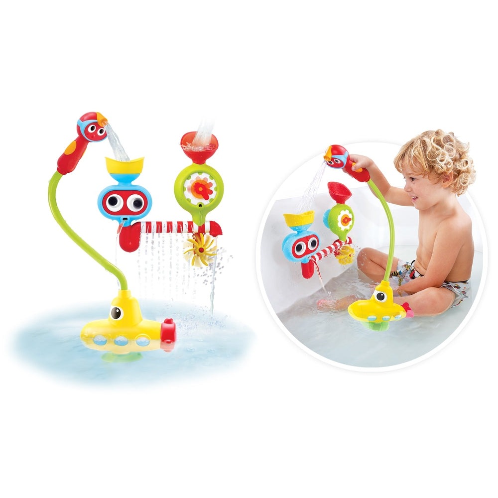 YOO KID OO Submarine Spray Station bath toy with colorful submarine, hoses and water spray for kids