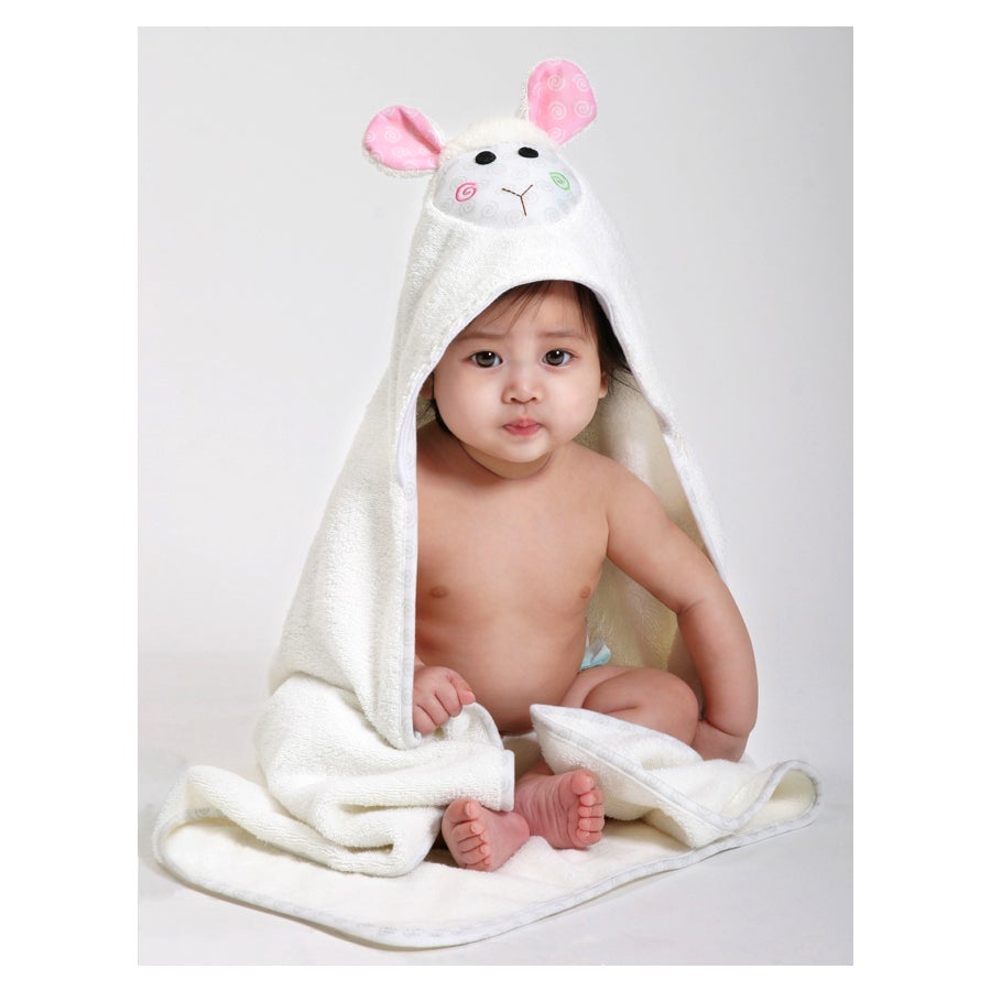 Zoocchini Baby Plush Terry Hooded Bath Towel Lola The Lamb
