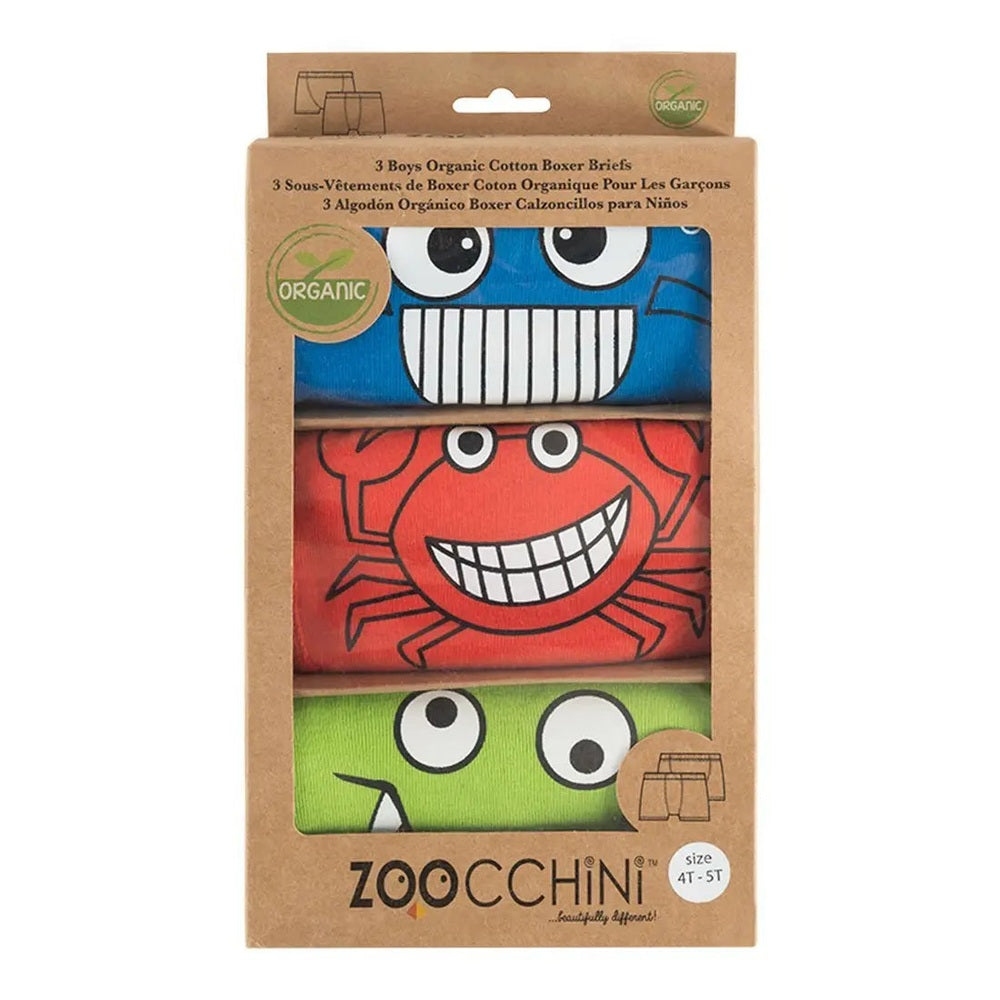 Zoocchini Boys Organic Boxer 3Pk Chompy Chompers