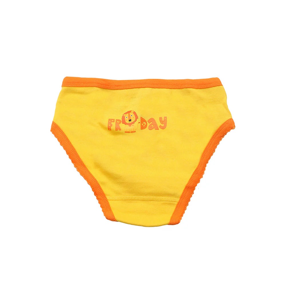 Zoocchini toddler organic panty in yellow with orange trim and days-of-the-week graphic