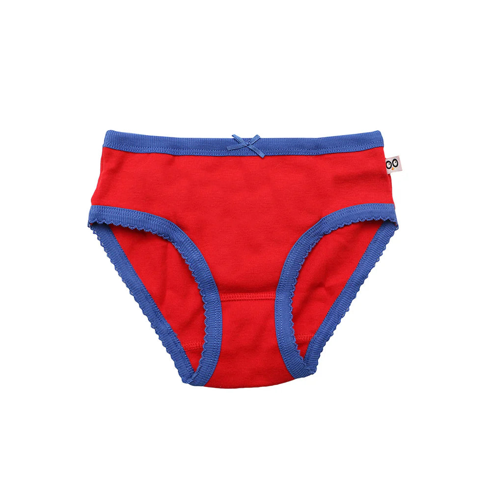 Zoocchini toddler organic panty, red with blue trim, days-of-week 7-pack