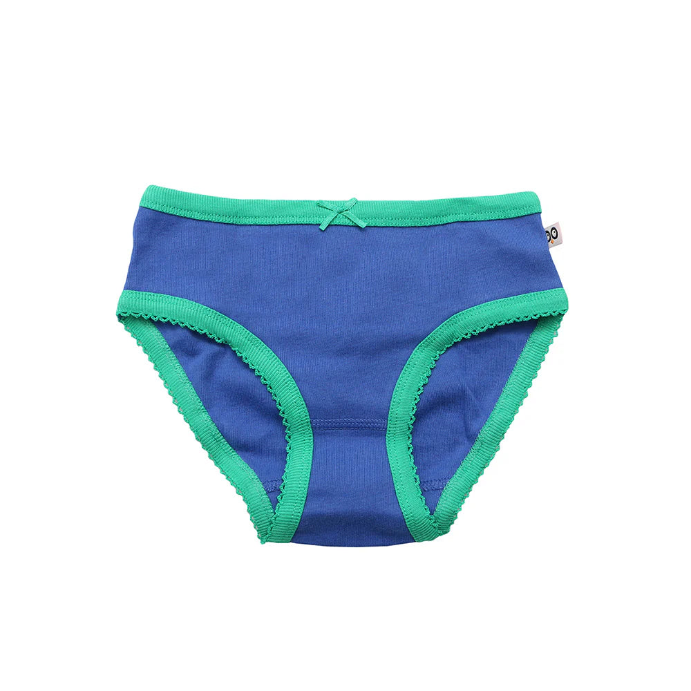 Zoocchini toddler organic panties 7-pack Days of the Week, blue with green trim